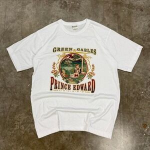 Vintage 90s Green Gables White Portrait Tee Size L
